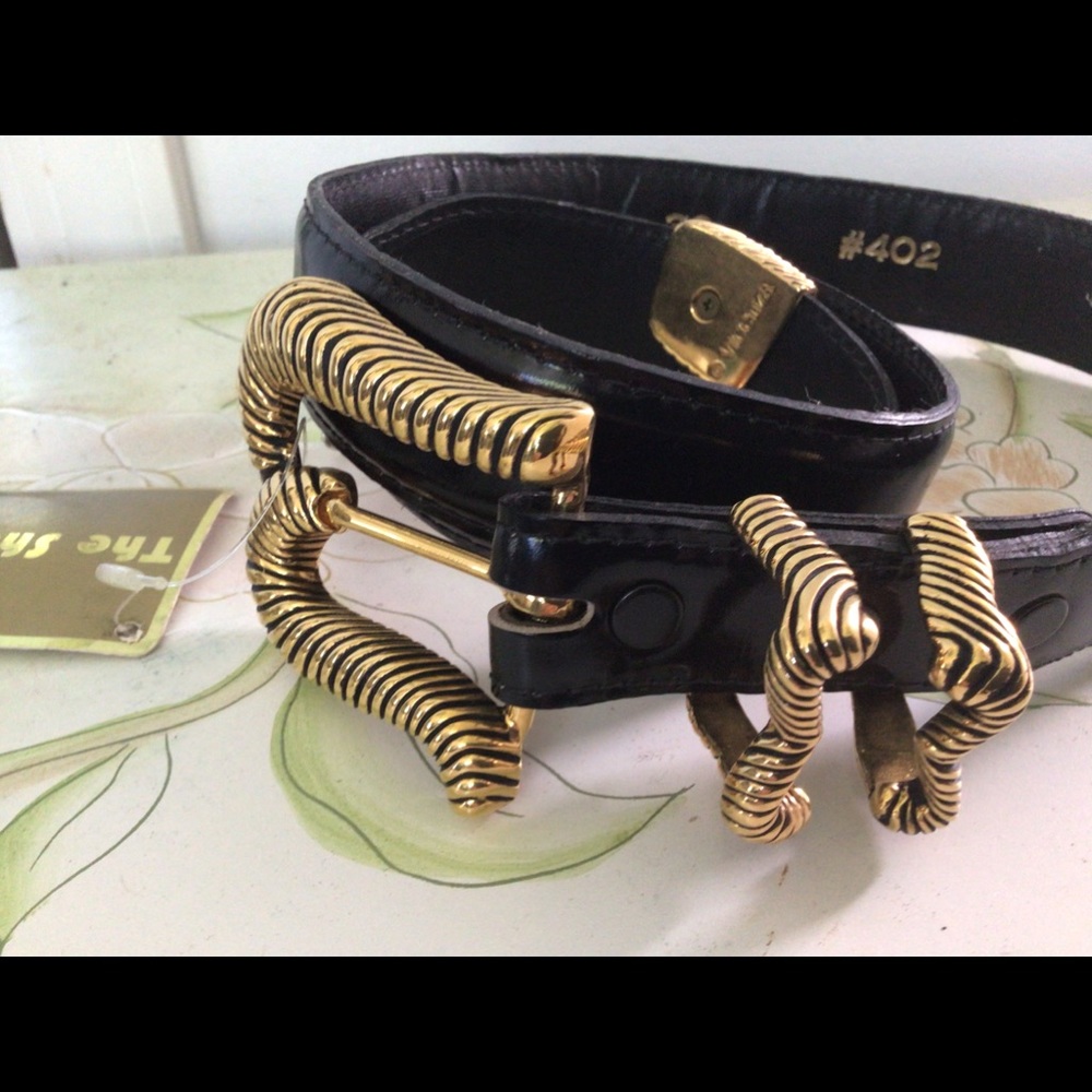 NWT VINTAGE Vincenza Black Calf Leather Italian Belt 32'
37'